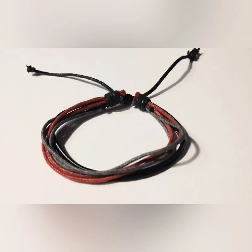 ‎Men's bracelet leather layered new d80